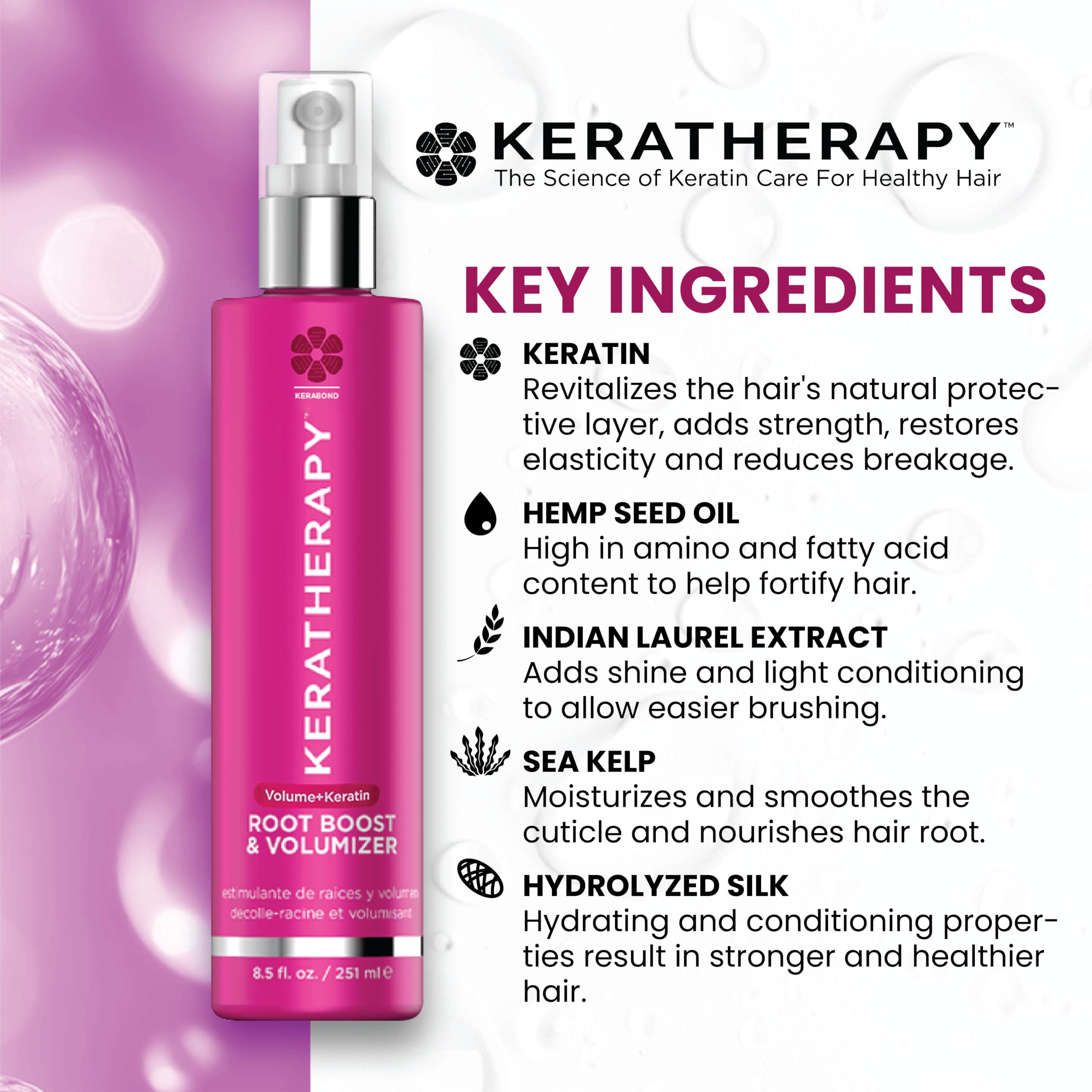 KERATHERAPY mist texture on hand demonstrating fine finish