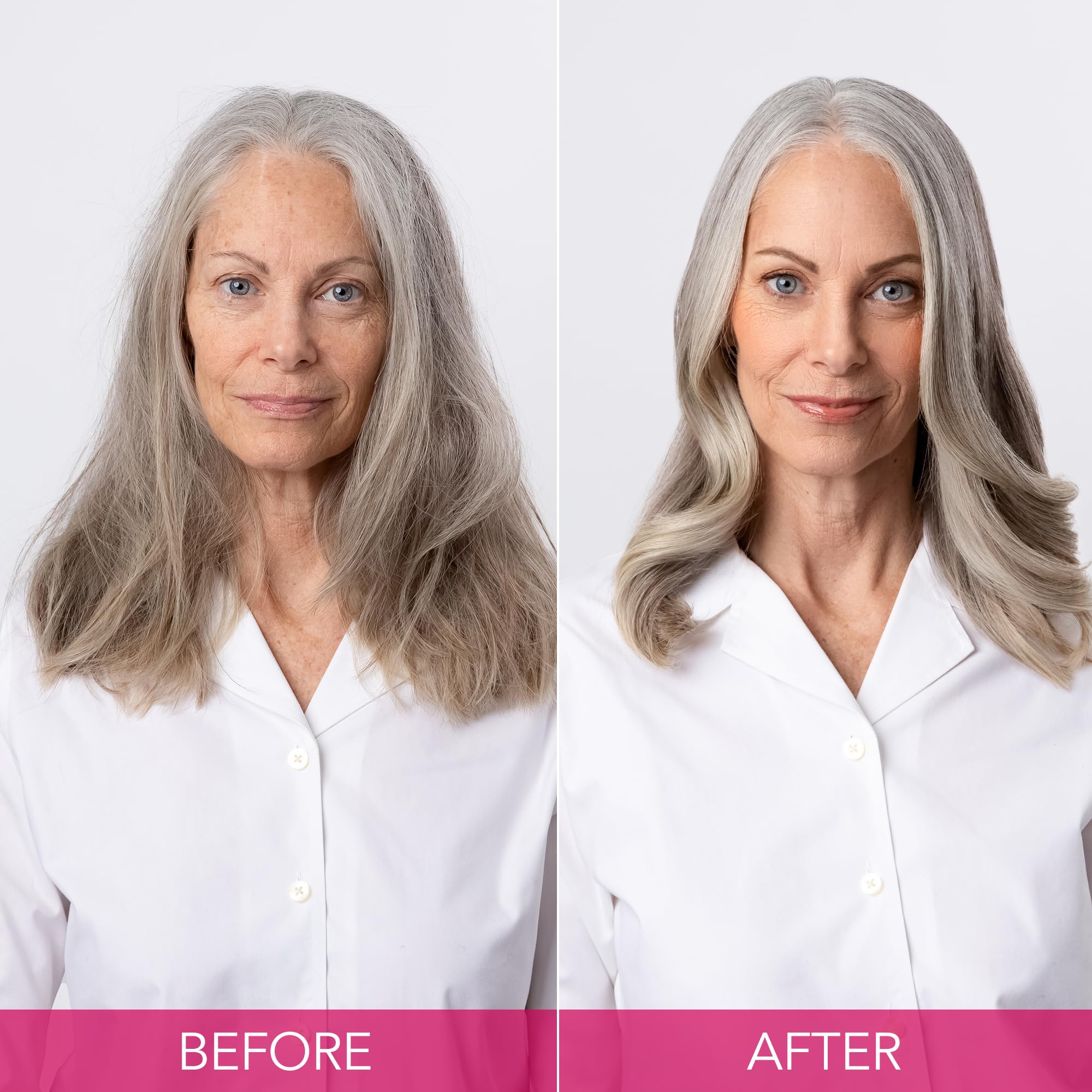 Keratin Complex before and after hair image showing reduced brassiness and brighter tone