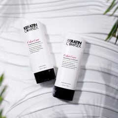 Keratin Complex duo front packaging showing bottles and color protection benefit