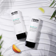 Keratin Complex front packaging showing duo bottles and benefits