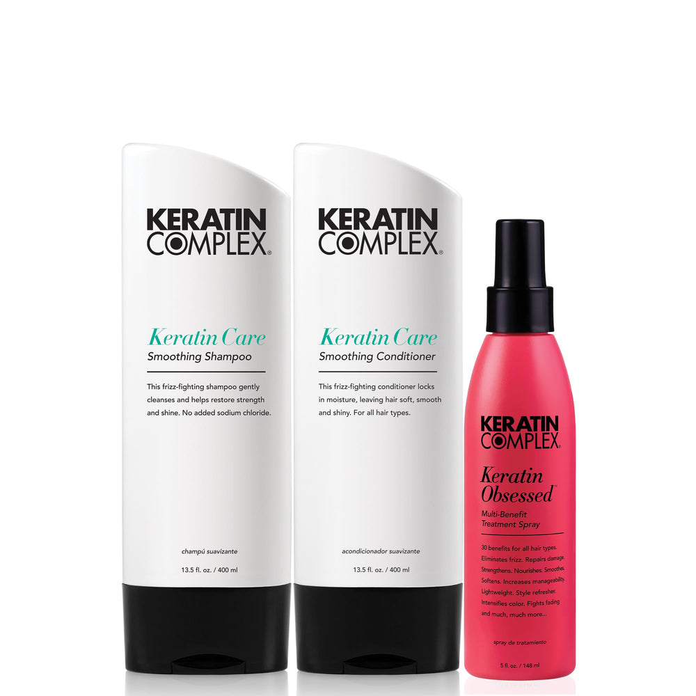 Keratin Complex front packaging kit showing complete set and benefits