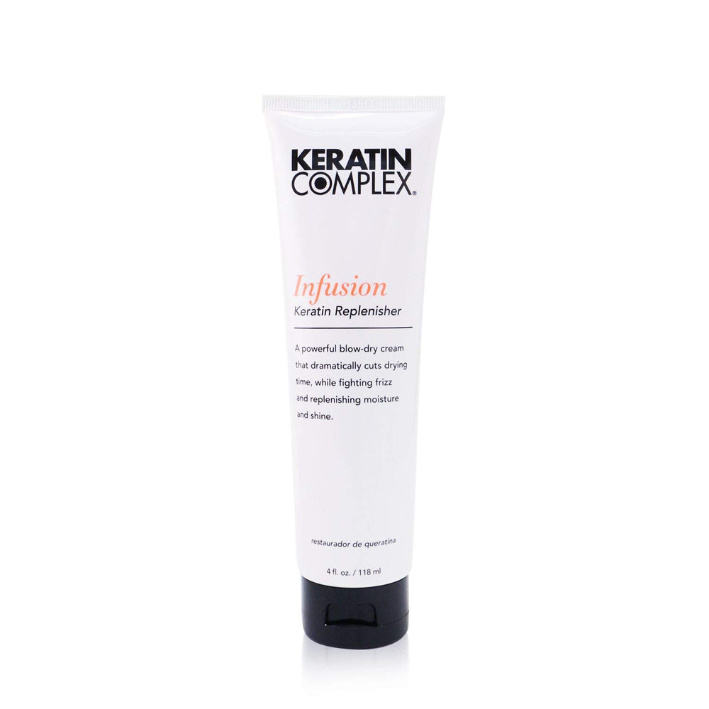 Keratin Complex front packaging showing 4oz bottle and benefits