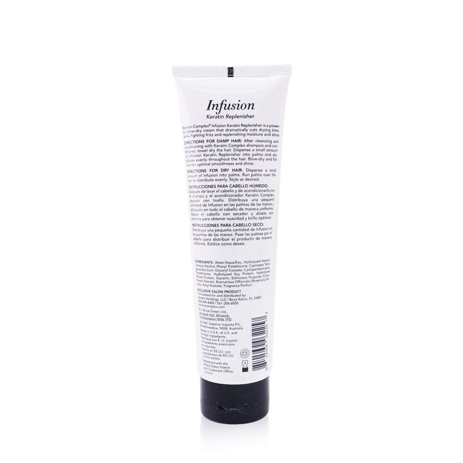 Keratin Complex applied to damp hair during blow-dry for frizz control
