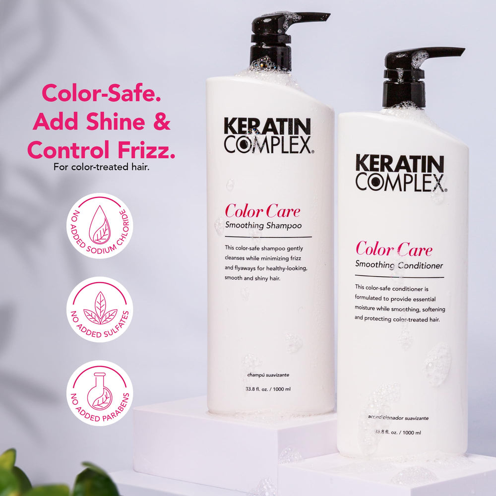 Keratin Complex shampoo pump dispensing gentle lather for color protection