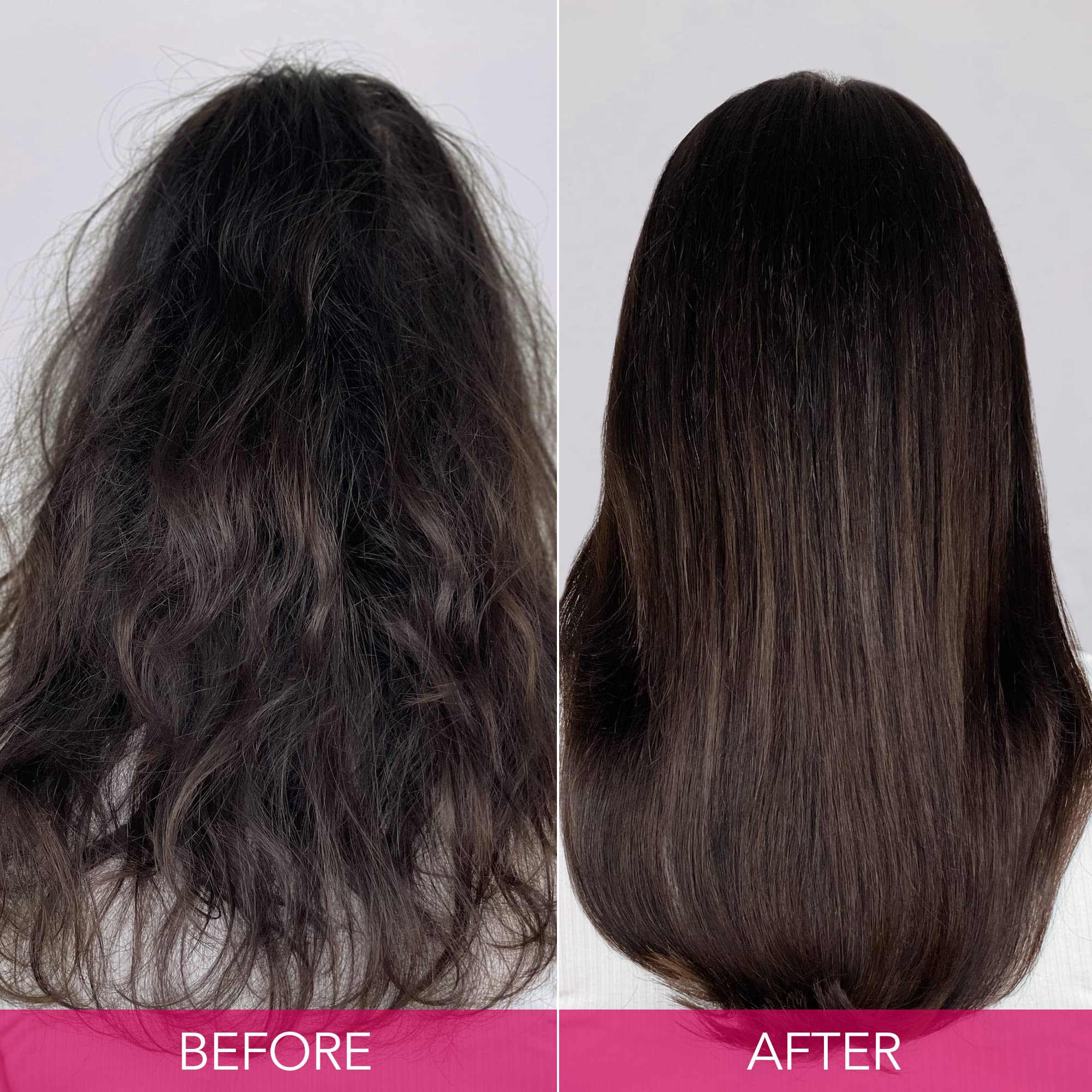 Keratin Complex bottles held in hand illustrating 13.5 oz size benefit