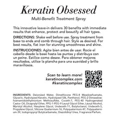 Keratin Complex mist spraying from bottle, demonstrating even application and protection