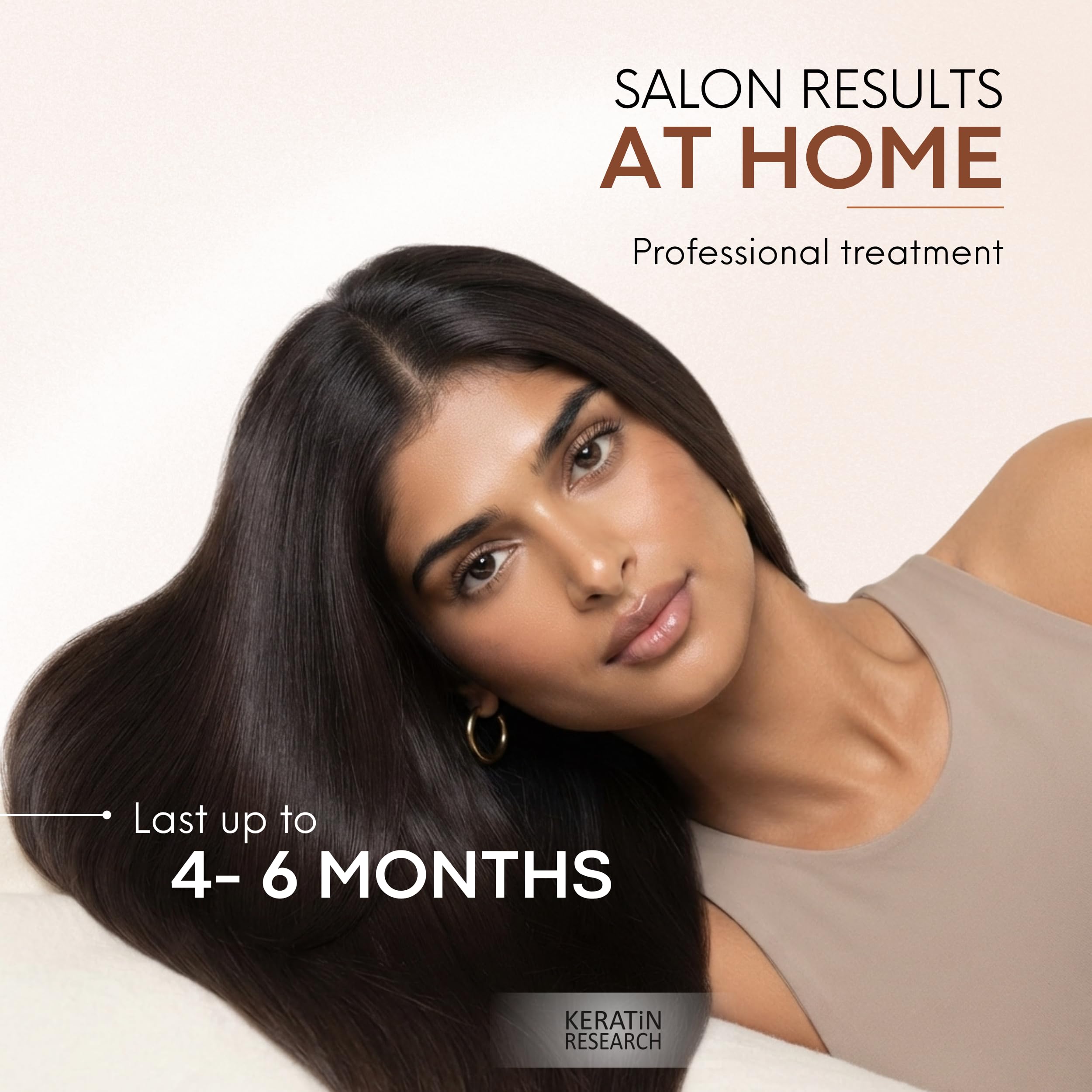 KERATIN RESEARCH lifestyle model with smooth shiny hair after treatment