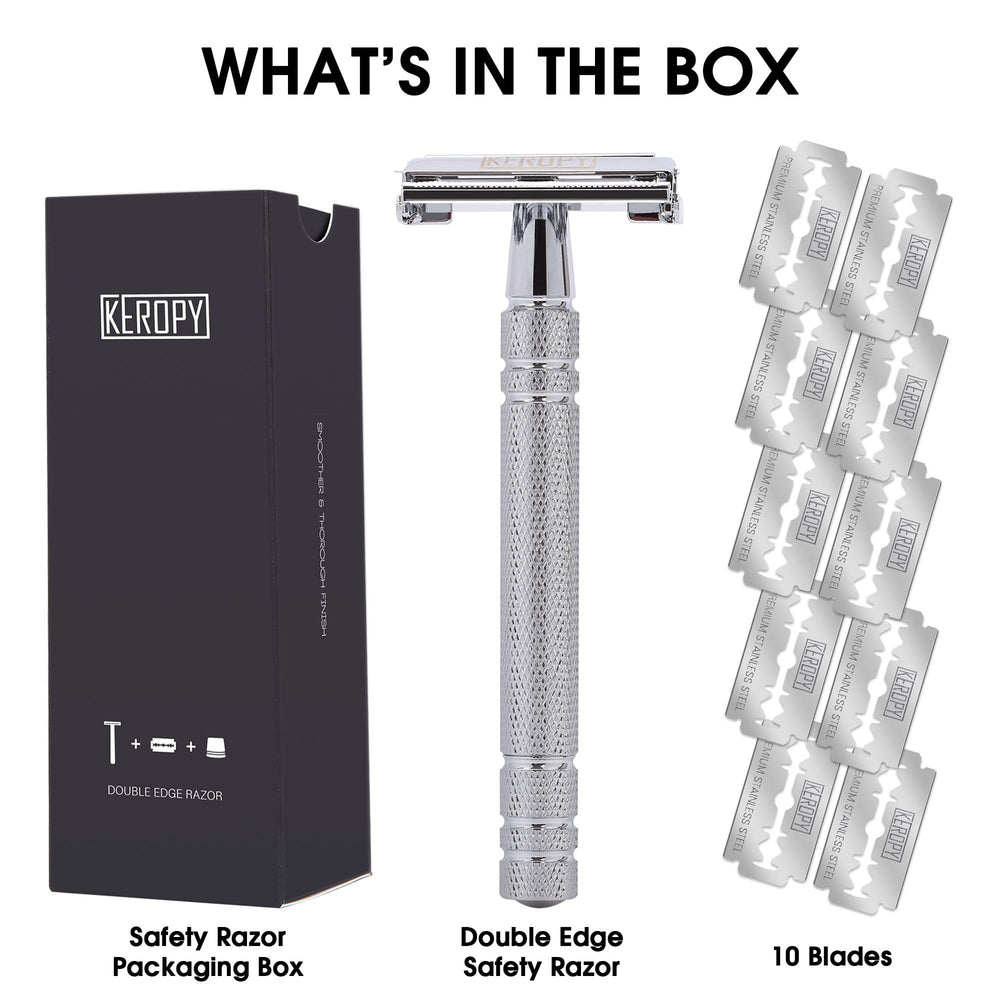 Keropy razor held in hand to show scale and ergonomic balance