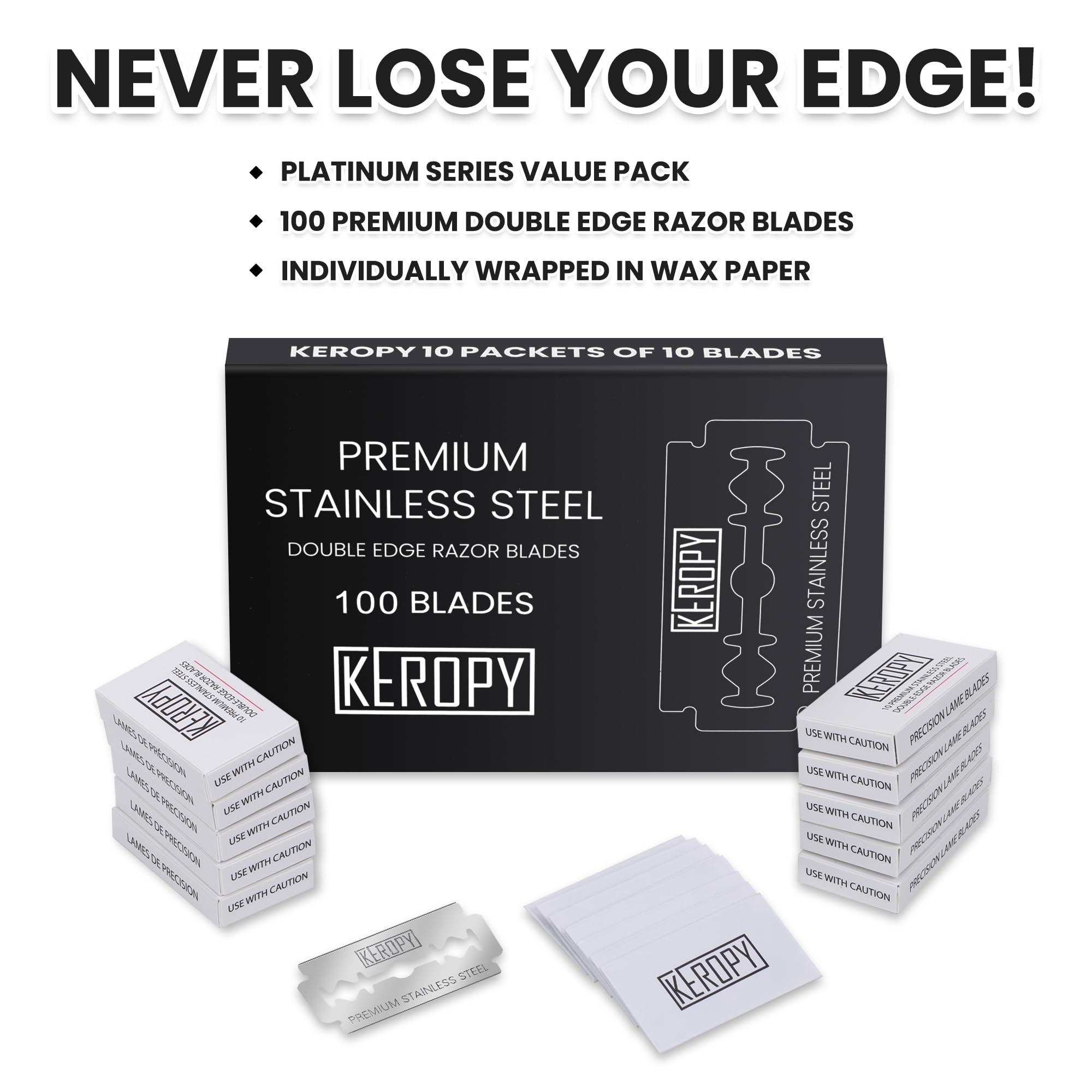 Keropy recycled-metal icon promoting eco-friendly recyclable blades