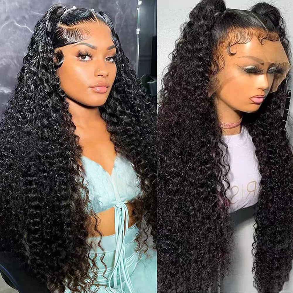 Keseyo front view showing full 30-inch water wave wig and natural hairline