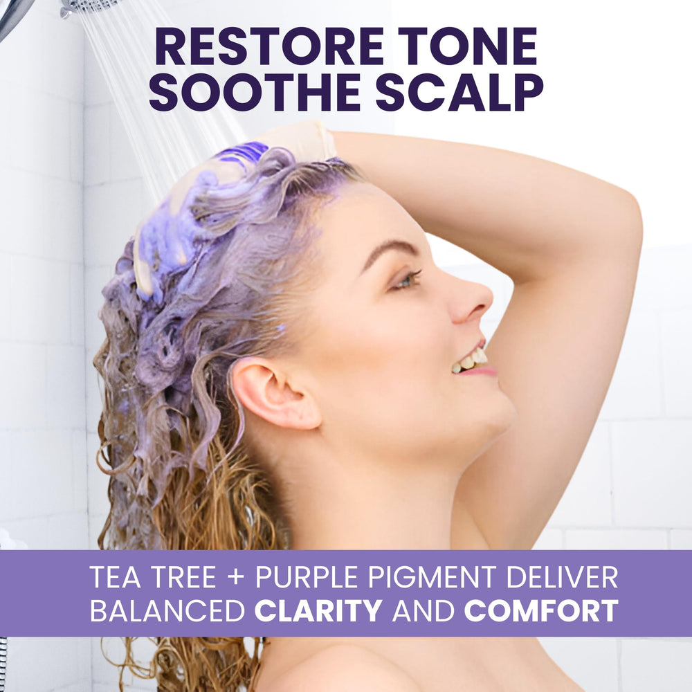 KESMEDIK shampoo being worked into wet hair for instant tone refresh