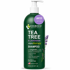 KESMEDIK front label of shampoo showing product name and benefits