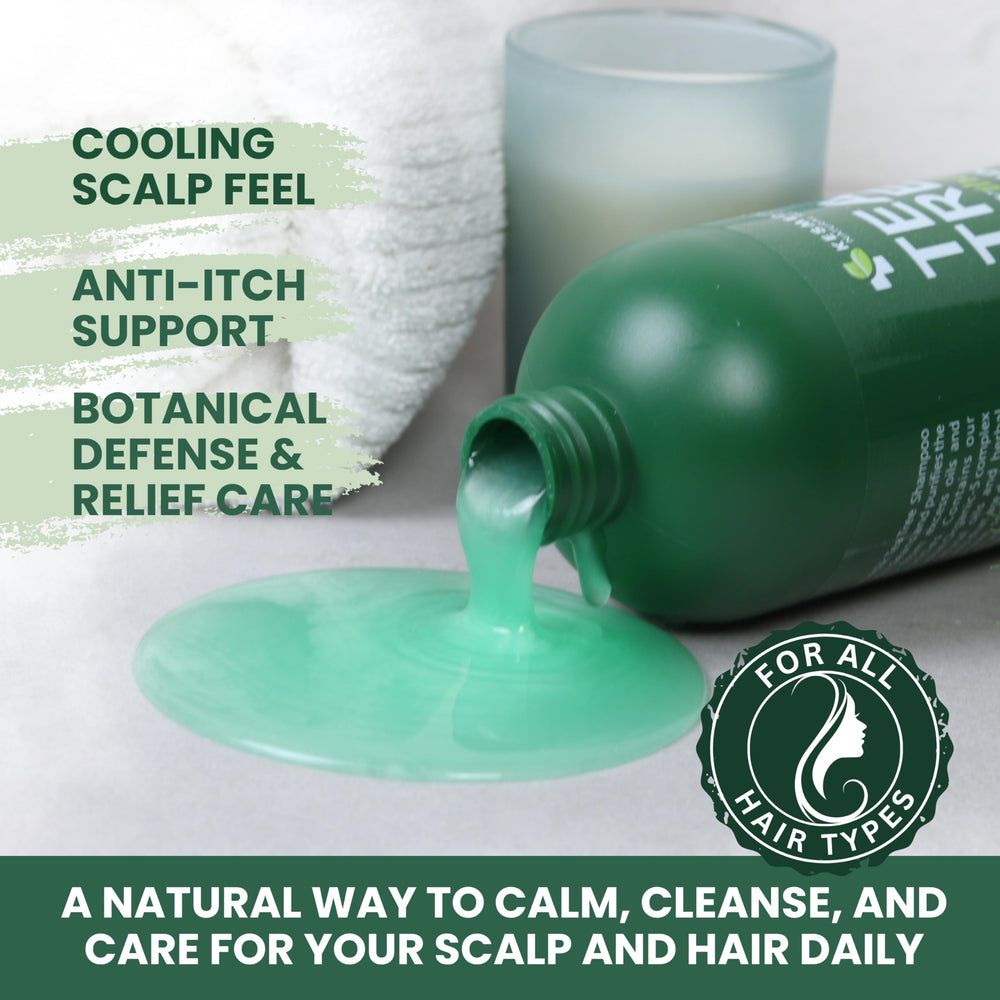 KESMEDIK shampoo pouring from pump showing creamy texture and control