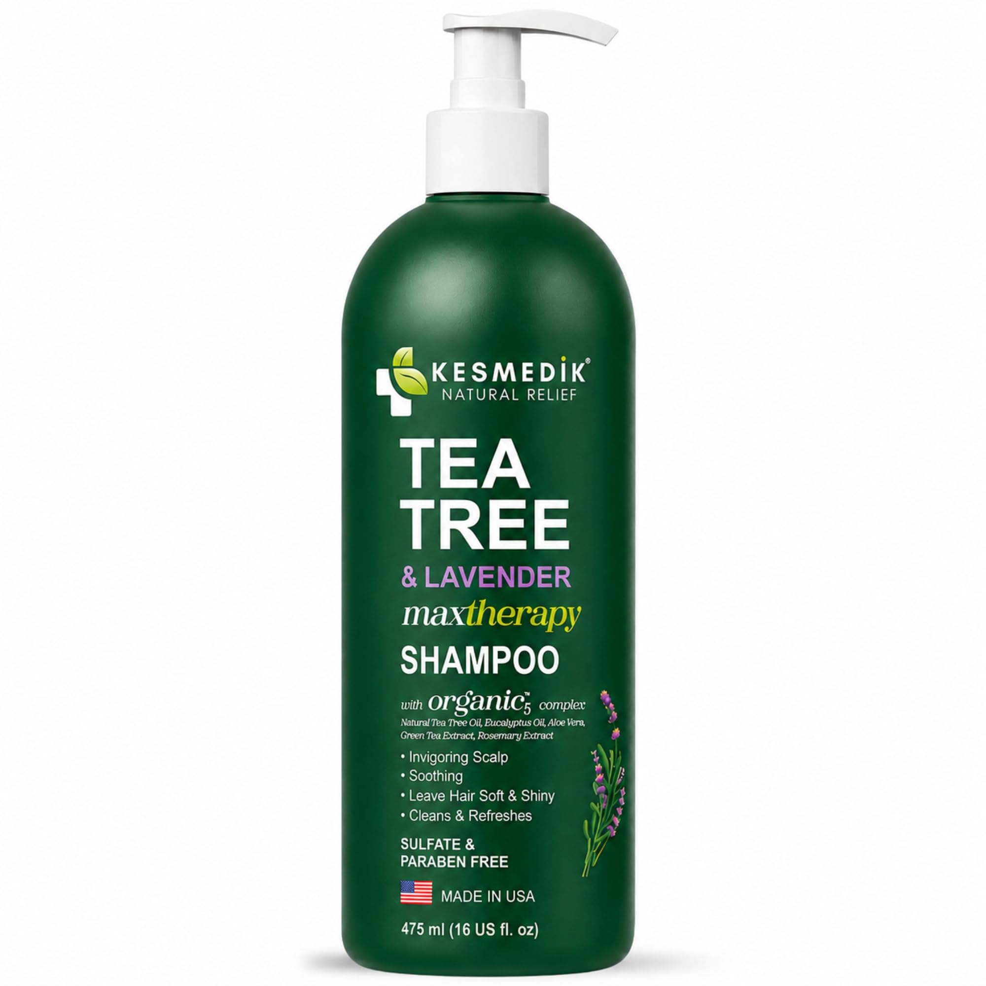 KESMEDIK shampoo on bathroom shelf showing daily-use lifestyle and accessibility