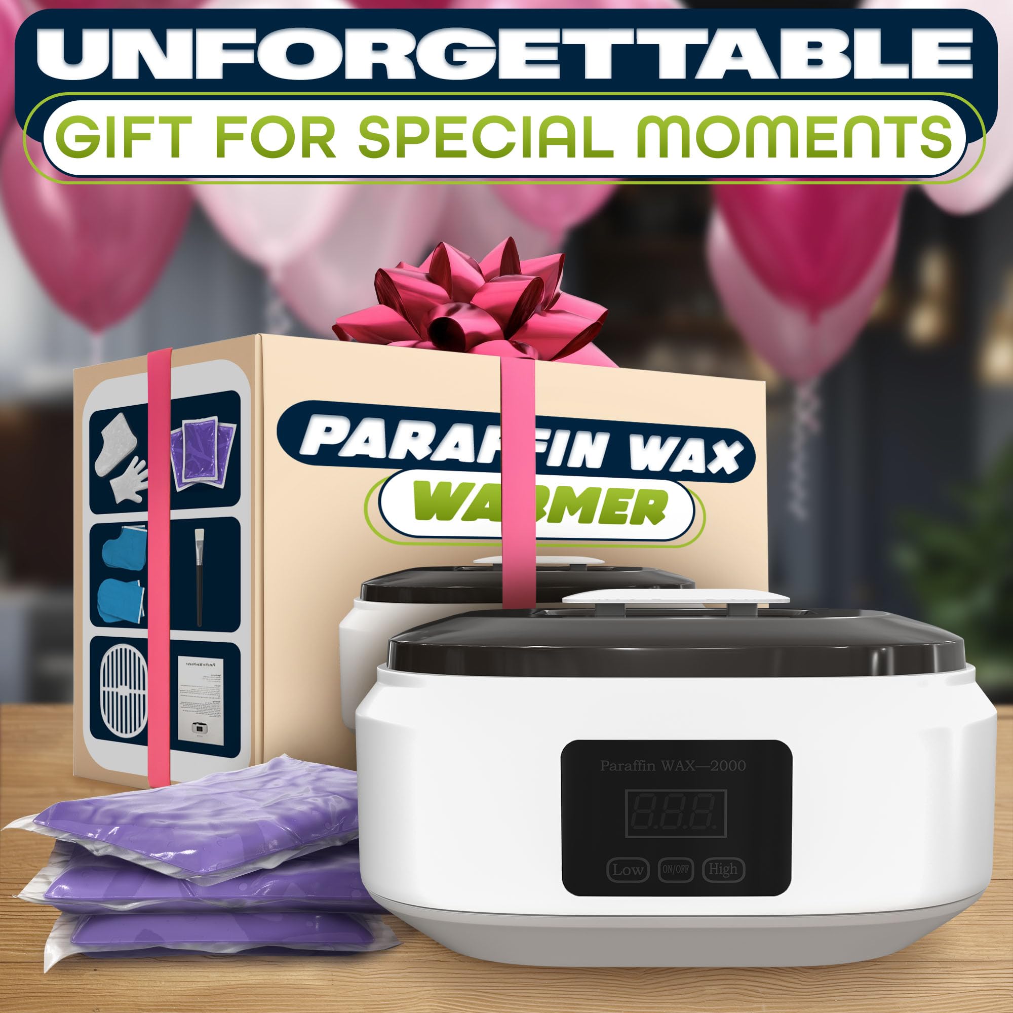 KETAR paraffin machine on a bathroom counter illustrating at-home spa relaxation