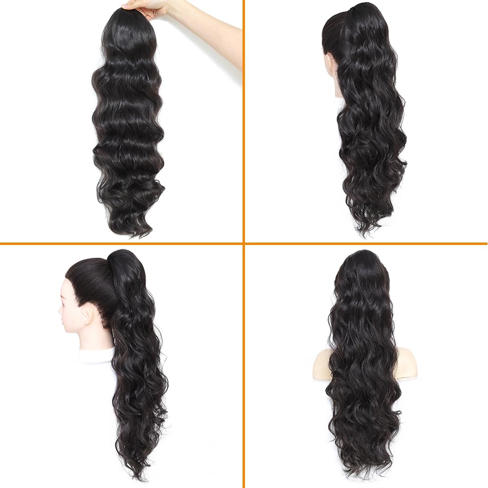KETHBE ponytail length compared to measuring tape showing 24 inch benefit precise sizing