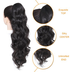 KETHBE ponytail in use styled high to show added length and volume benefit instant upgrade
