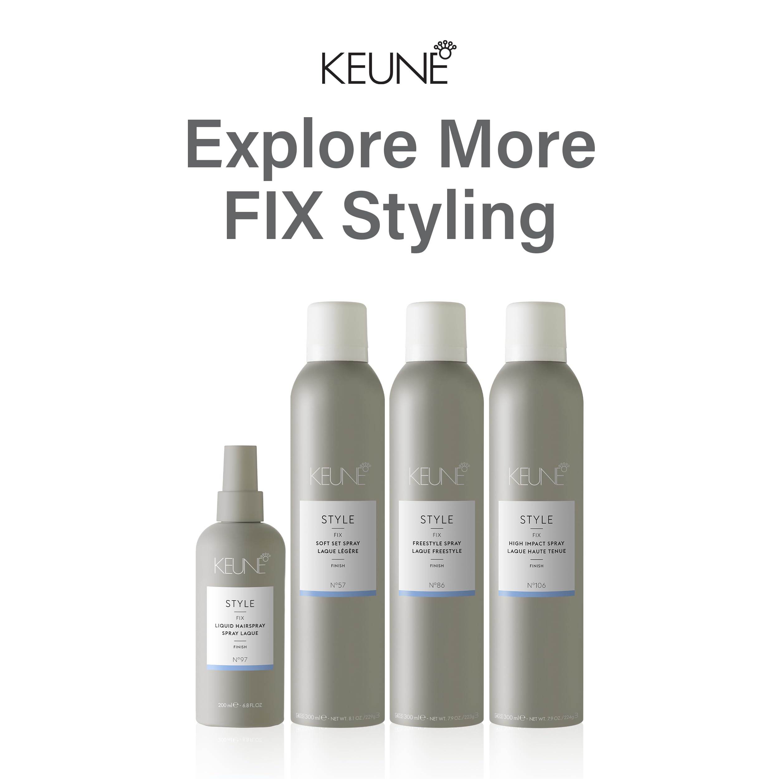 KEUNE bottle held in hand to show 9.2 fl oz scale for travel-friendly size