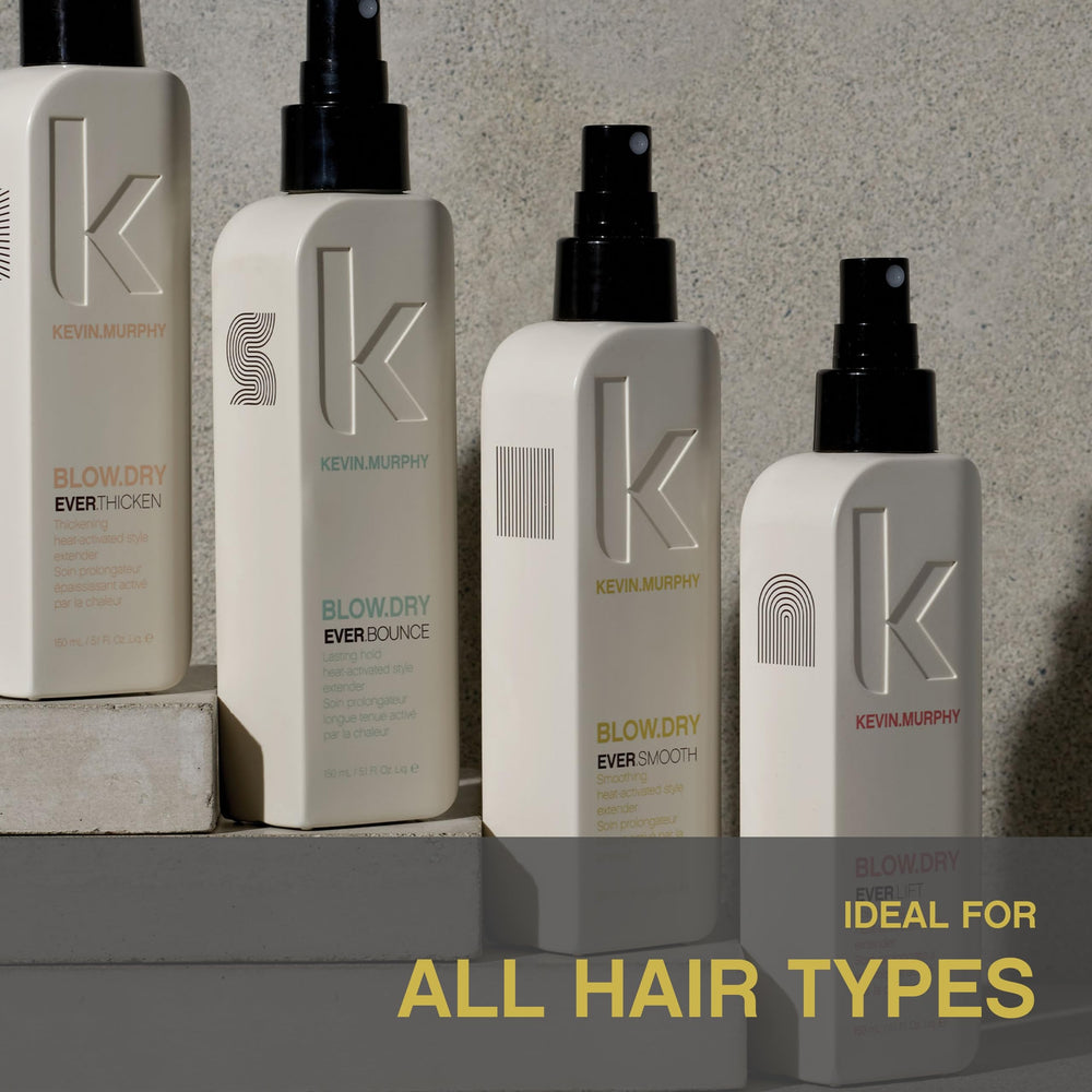 KEVIN.MURPHY before and after blowout showing reduced frizz benefit