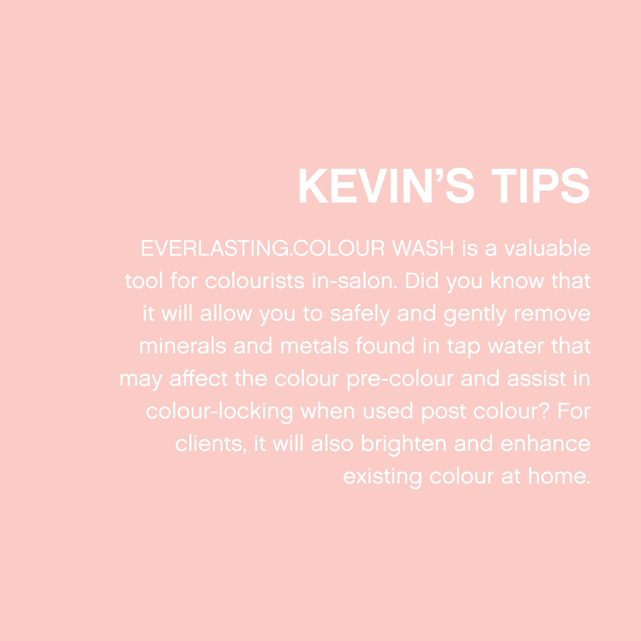 KEVIN.MURPHY bottle styled on bath shelf suggesting everyday use