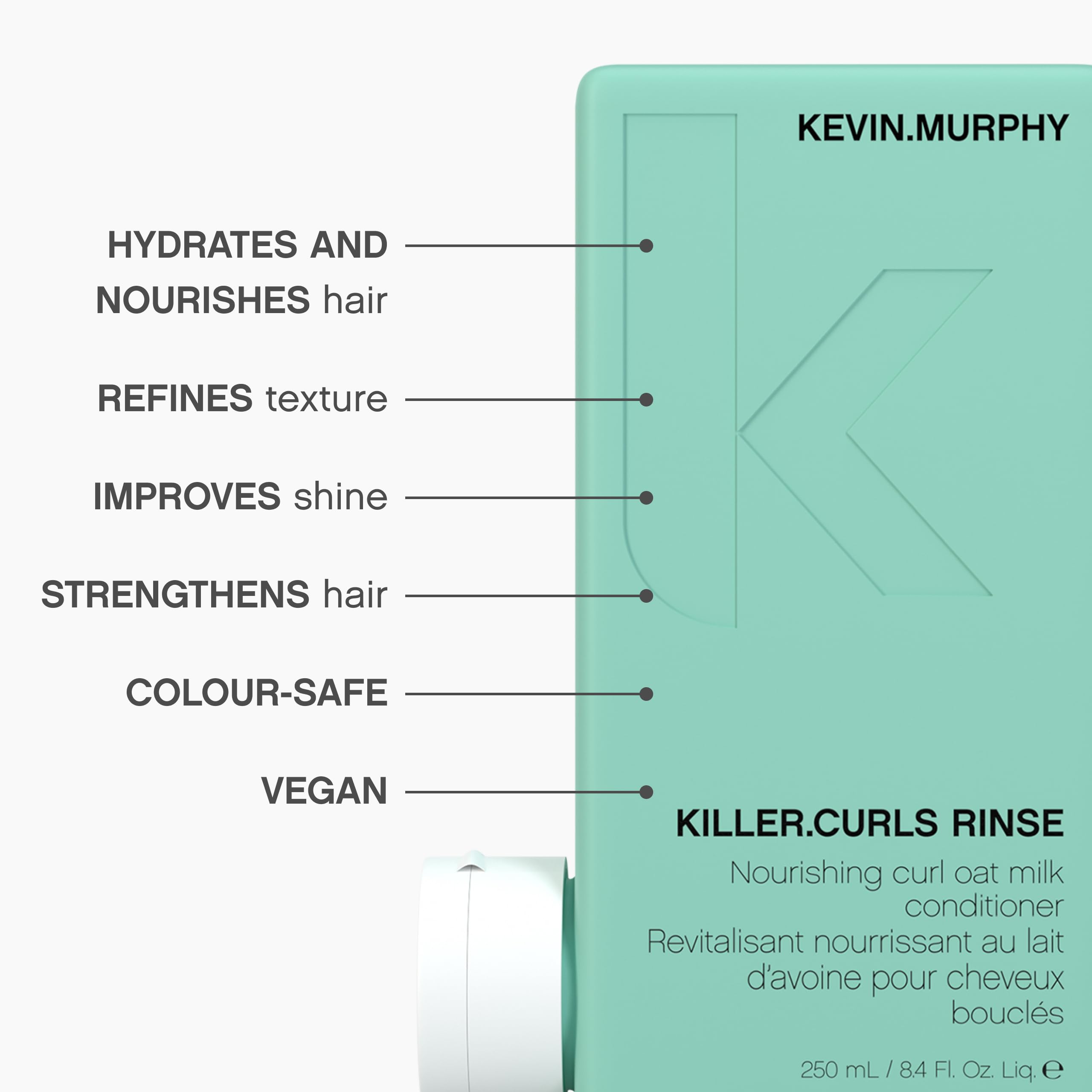 KEVIN.MURPHY conditioner being applied to wet curls boosting manageability