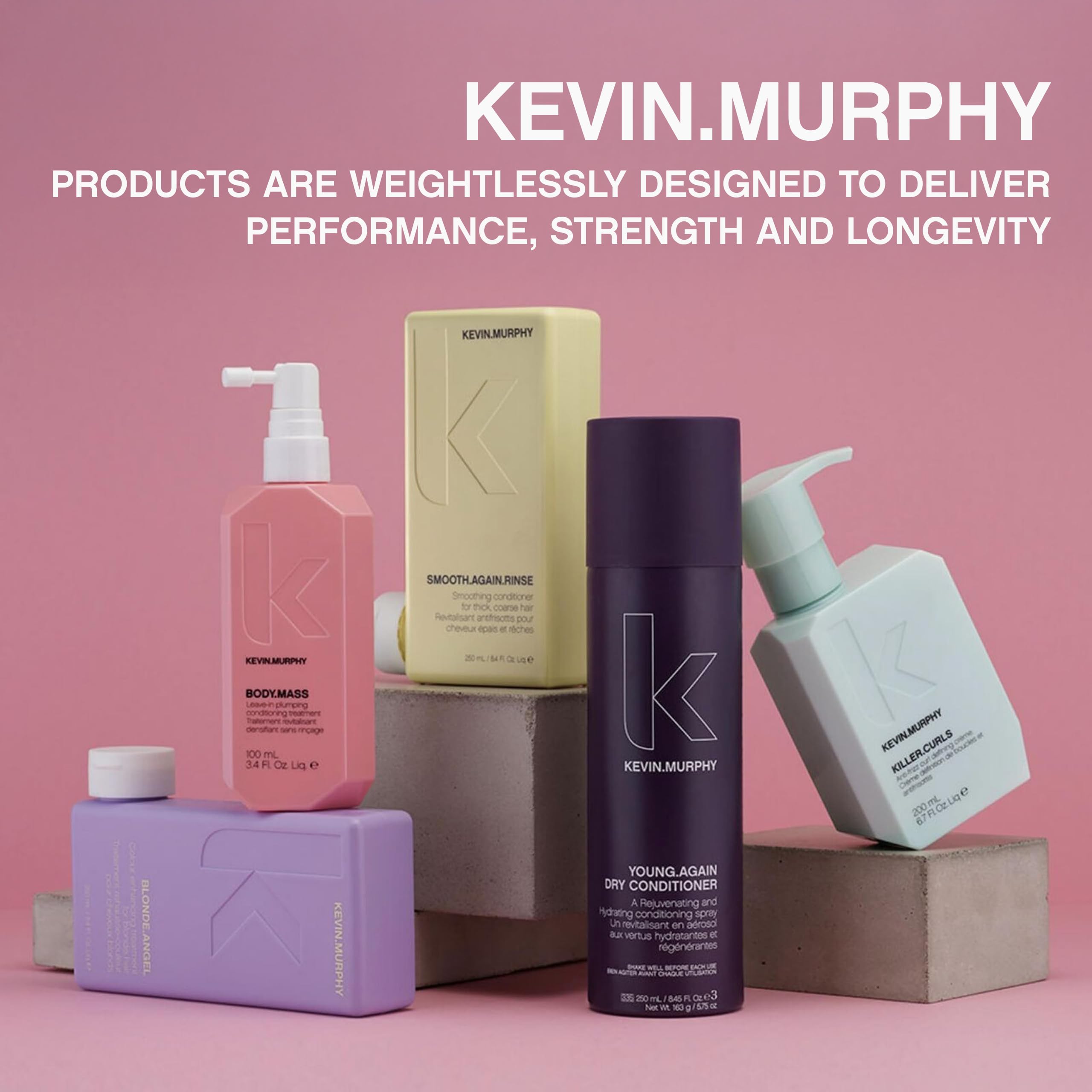 KEVIN.MURPHY product on bathroom shelf suggesting salon-quality routine