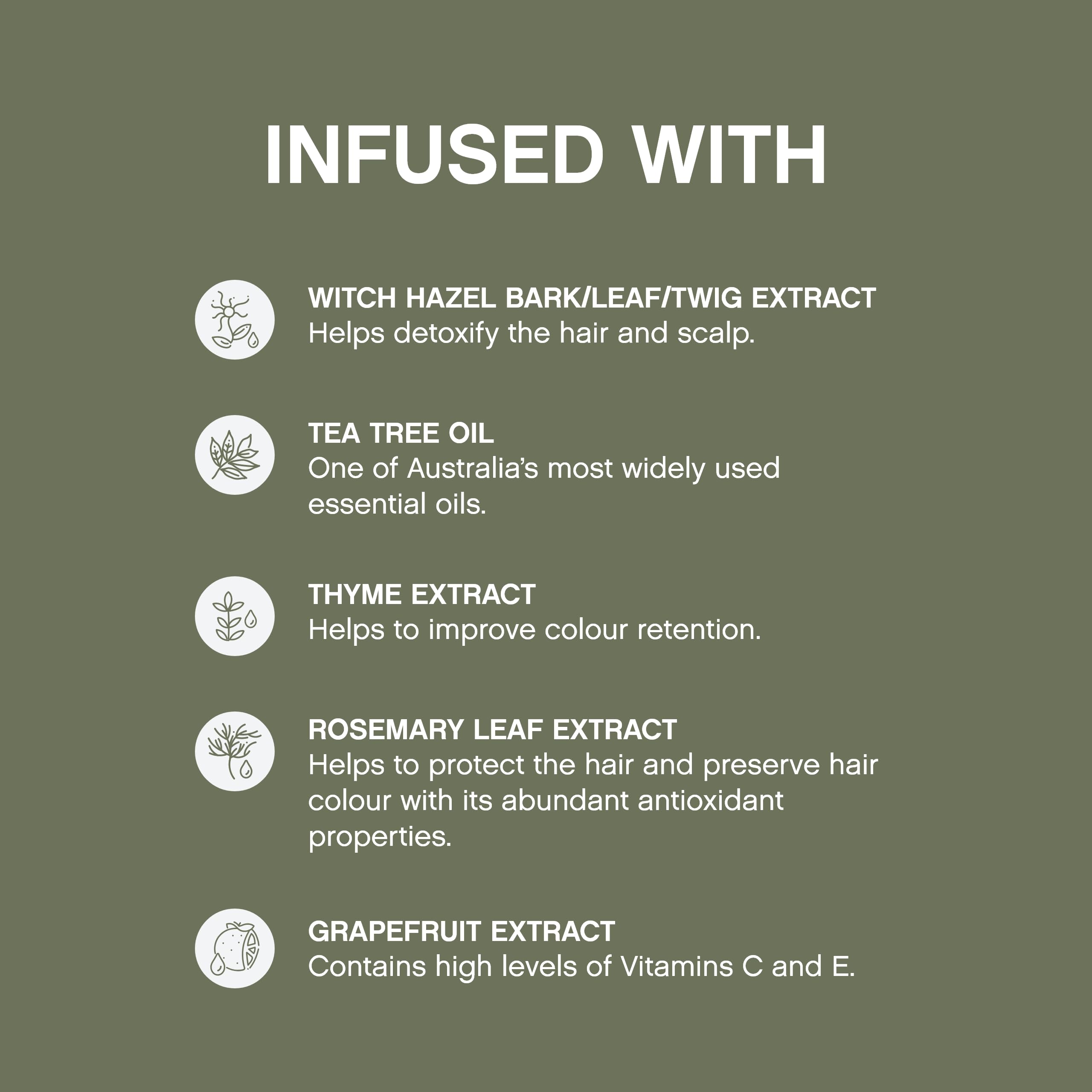 KEVIN.MURPHY close up of label listing key botanical ingredients and benefits