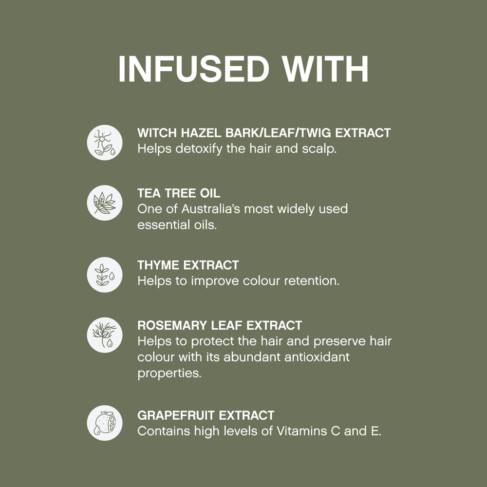 KEVIN.MURPHY close up of label listing key botanical ingredients and benefits