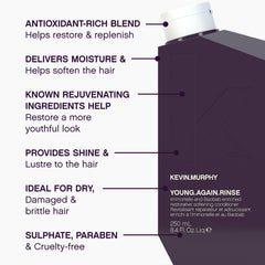 KEVIN.MURPHY product applied to hair in hand demonstrating hydration benefit
