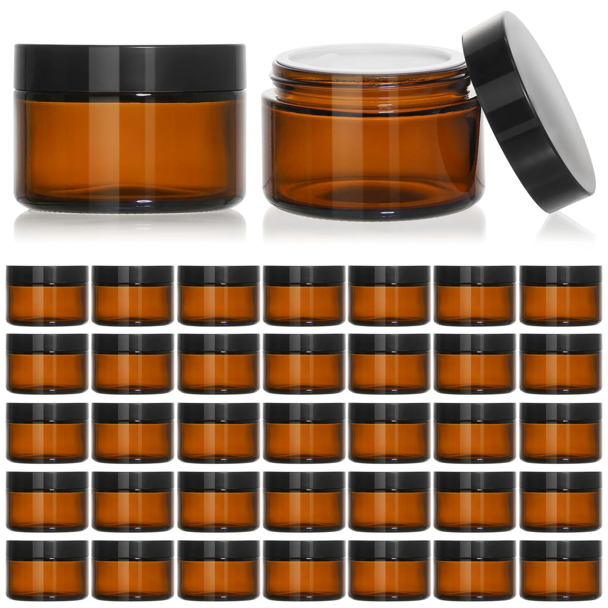 KEYWING amber jars front packaging showing 36-pack and neat arrangement for storage benefit