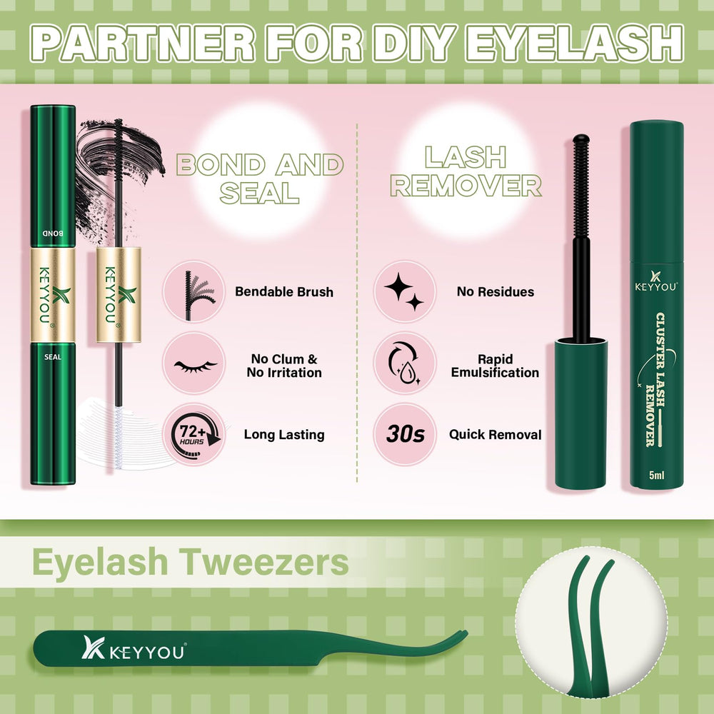 KEYYOU model wearing clusters demonstrating natural, blended lash enhancement