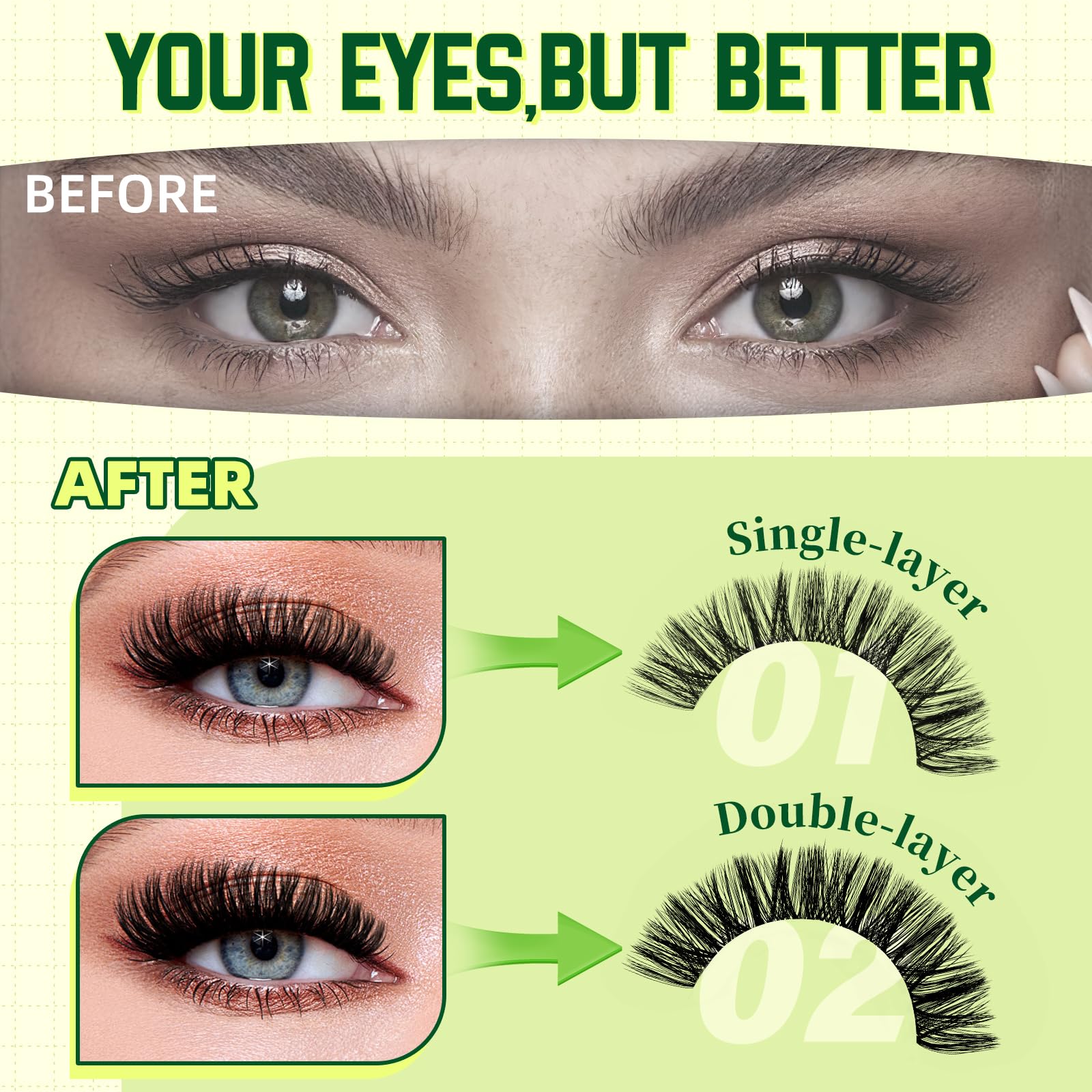 KEYYOU close-up of lash fibers texture offering natural matte finish