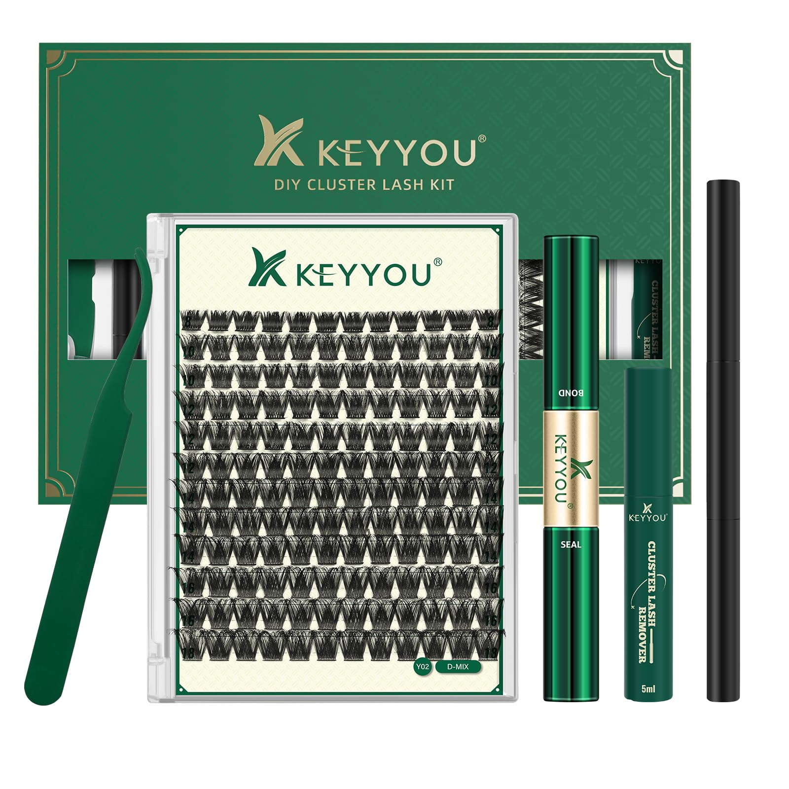 KEYYOU kit front packaging showing complete lash cluster set and benefits