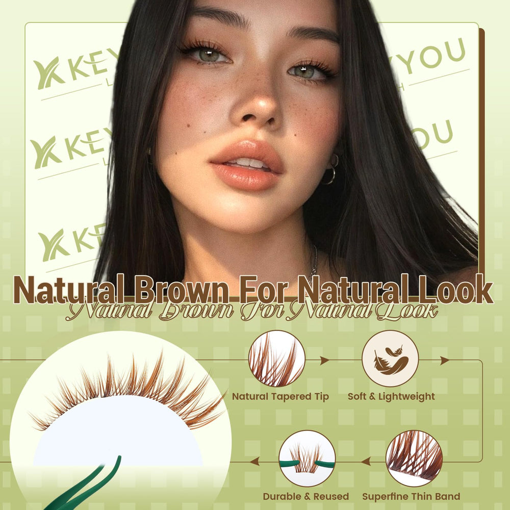KEYYOU lashes applied on model eye creating soft daily enhancement