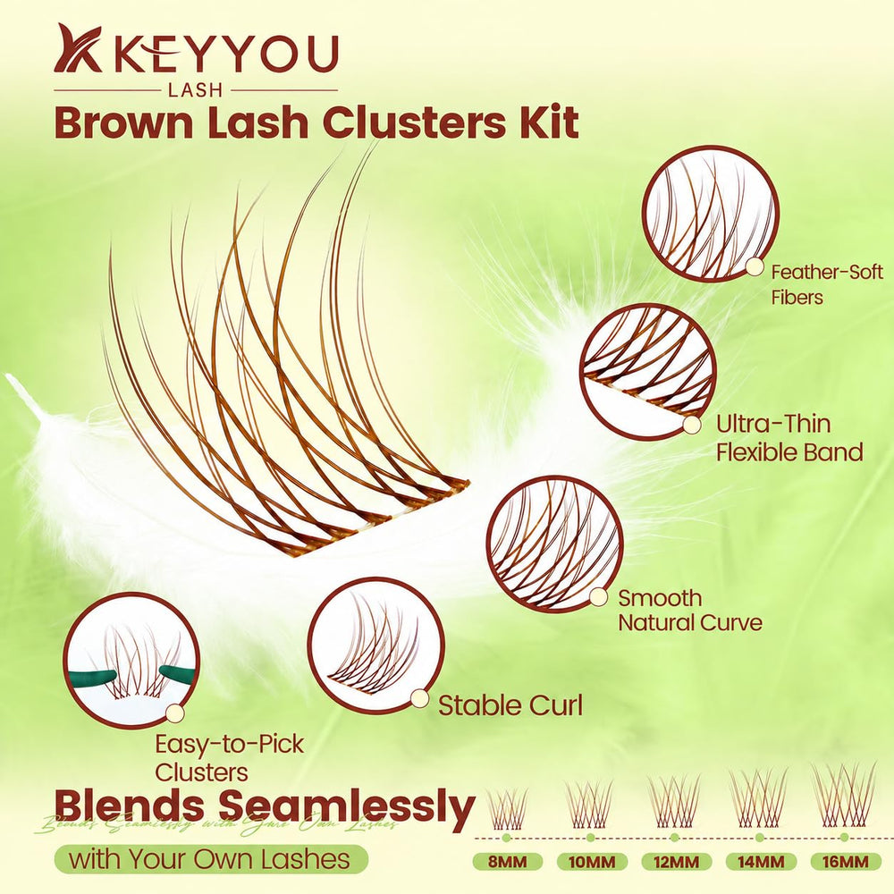 KEYYOU layout of mixed 8–16mm clusters showing customizable length options