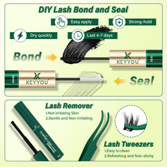 KEYYOU tweezers and cluster tray highlighting precise easy application