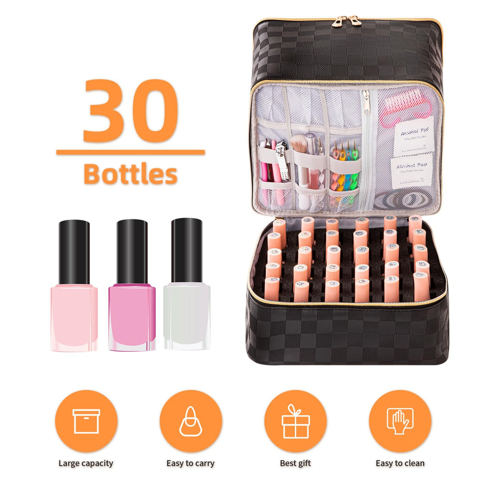 KGMCARE bottom compartment holding thirty polishes securely, protects glass benefit
