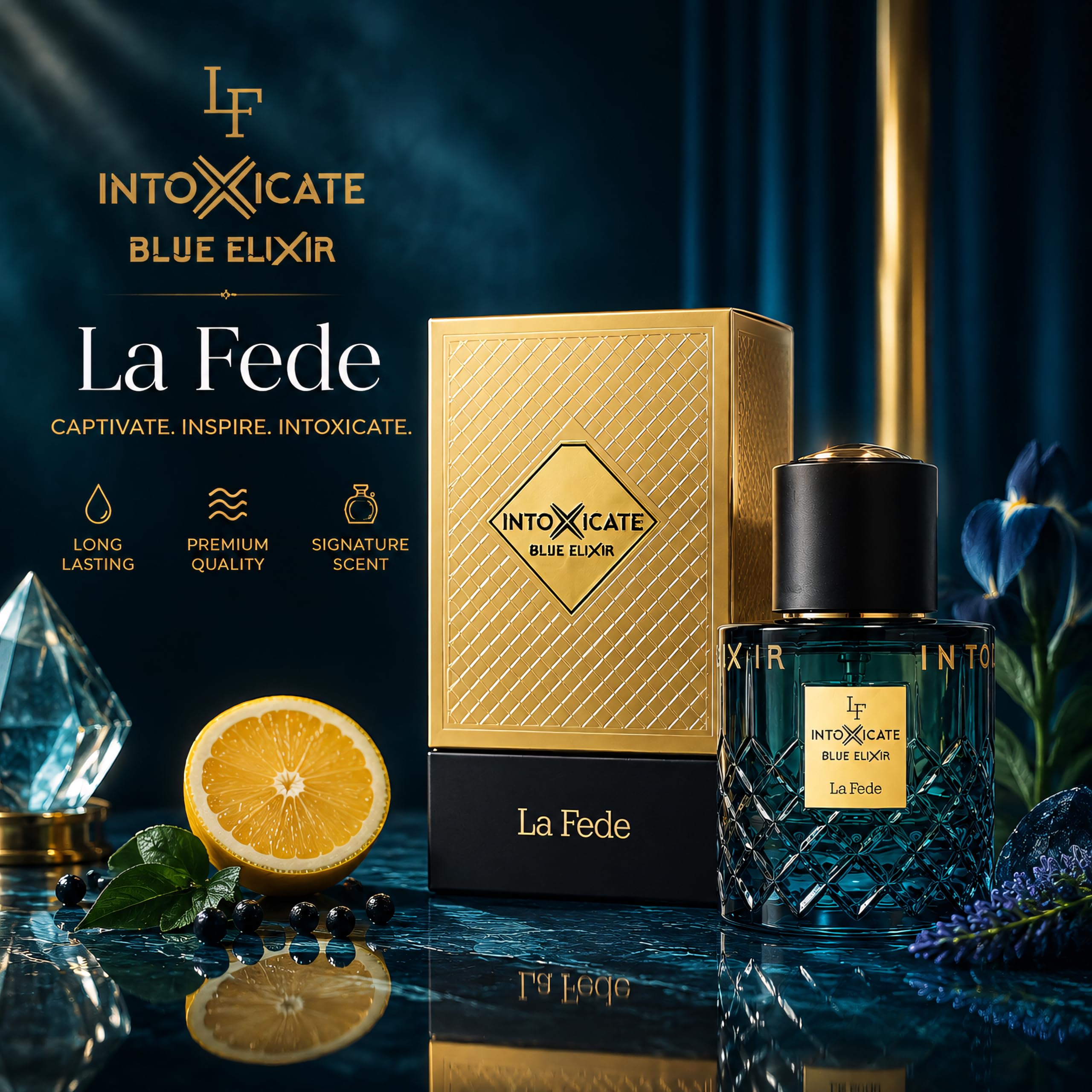 KHADLAJ PERFUMES artistic arrangement of ingredients like mint, lavender, vanilla and tobacco