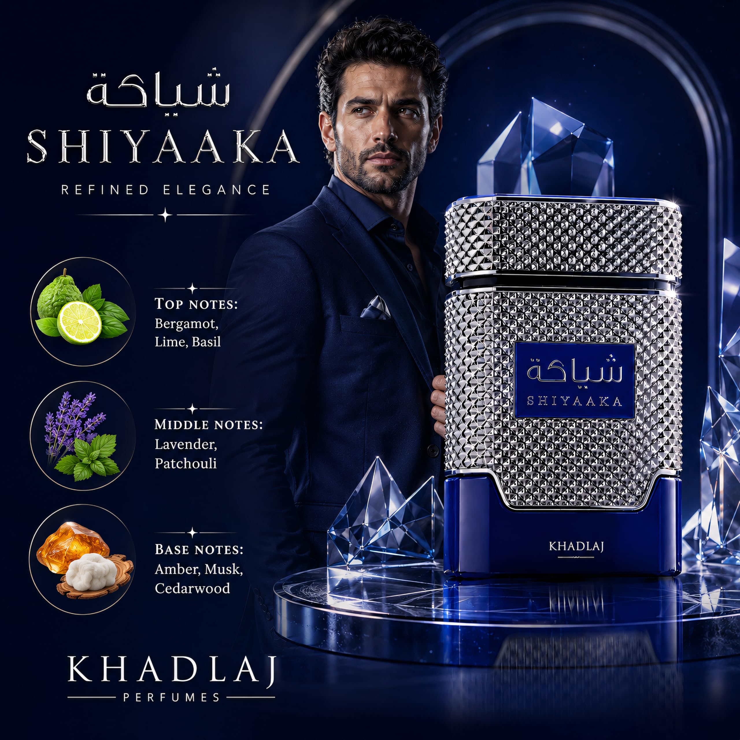 KHADLAJ PERFUMES fine atomized mist in air illustrating fresh citrus projection