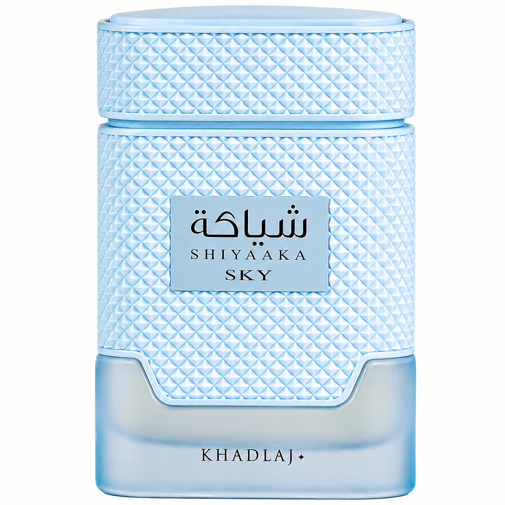 Khadlaj Shiyaaka Sky front bottle showing sleek design and gift appeal