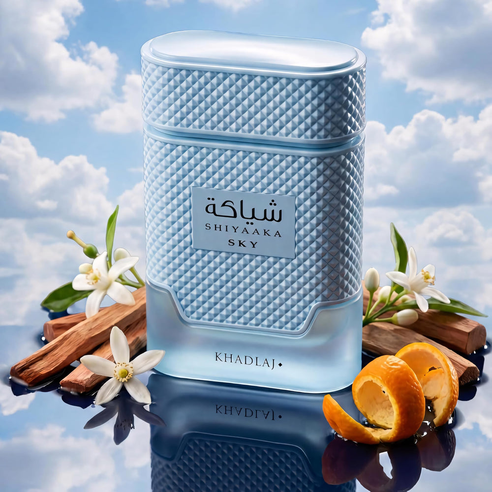 Khadlaj Shiyaaka Sky ingredient illustration emphasizing citrus-aromatic notes