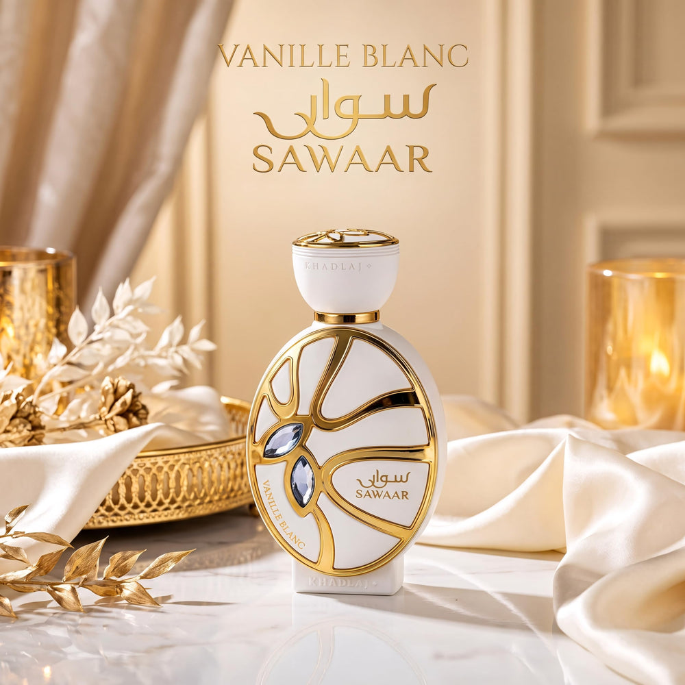 Creamy perfume texture and color in Khadlaj bottle illustrating rich extrait concentration