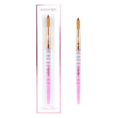 Kiara Sky brush front packaging showing pink crystal handle, professional durability