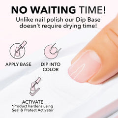 Technician applying KIARA SKY clear dip powder to nails showing reliable professional use