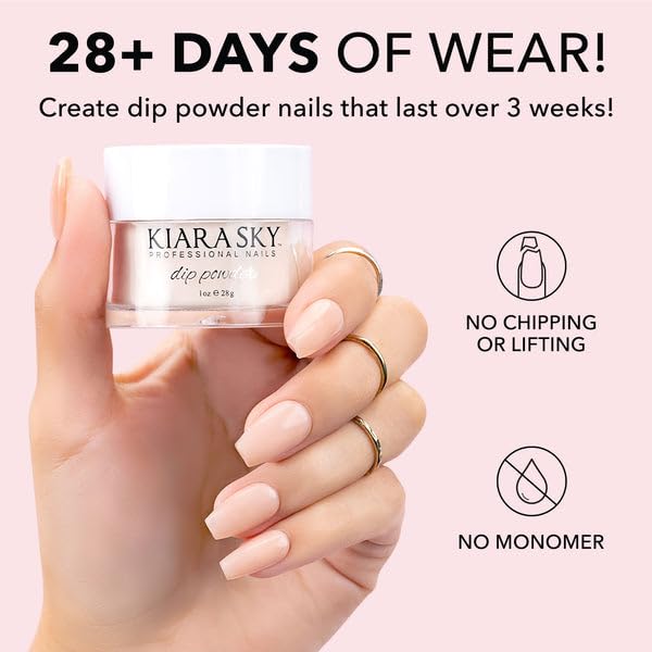 Kiara Sky dip manicure in salon setting showing professional application and polished result