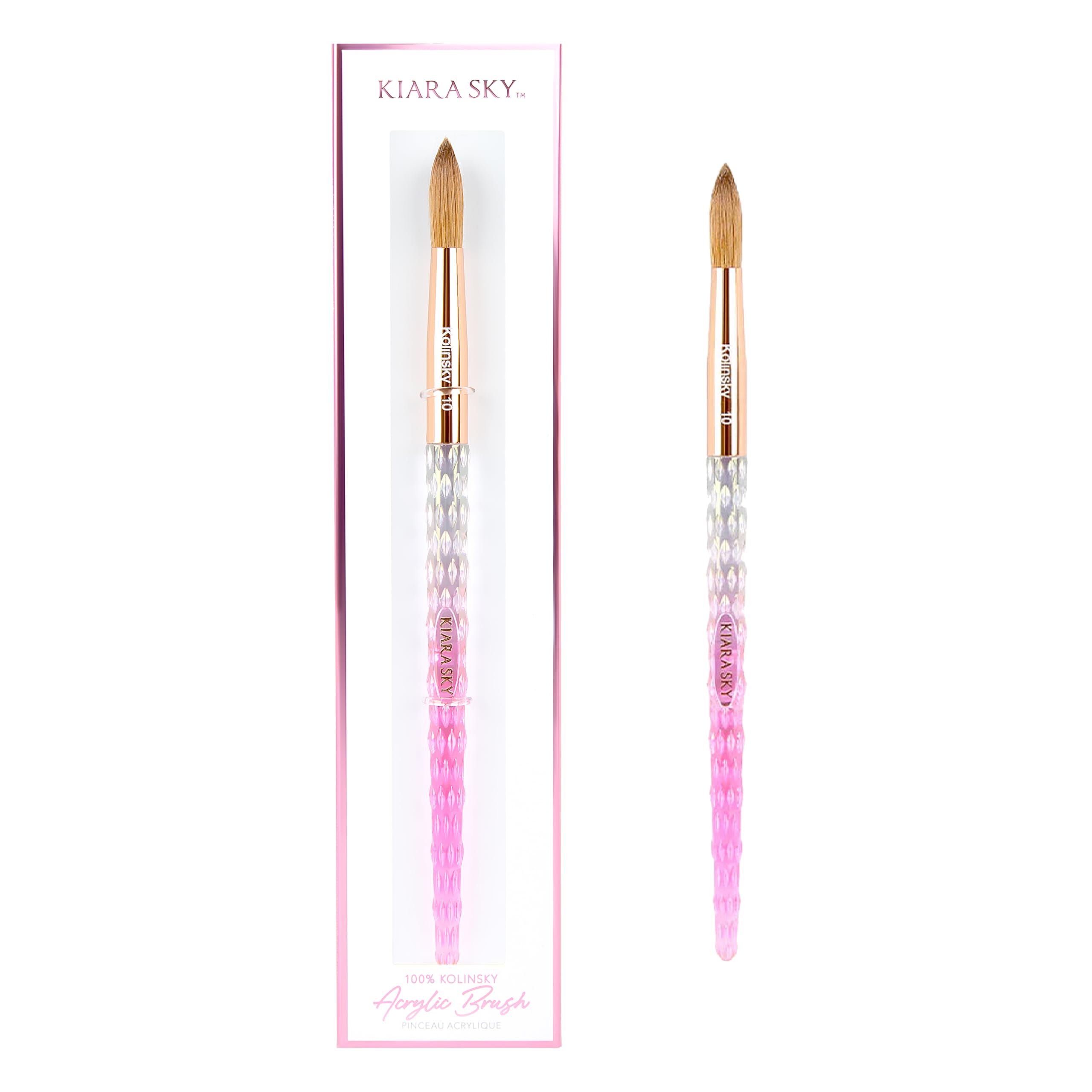 Kiara Sky front view of #10 brush showing shape and balance for precision