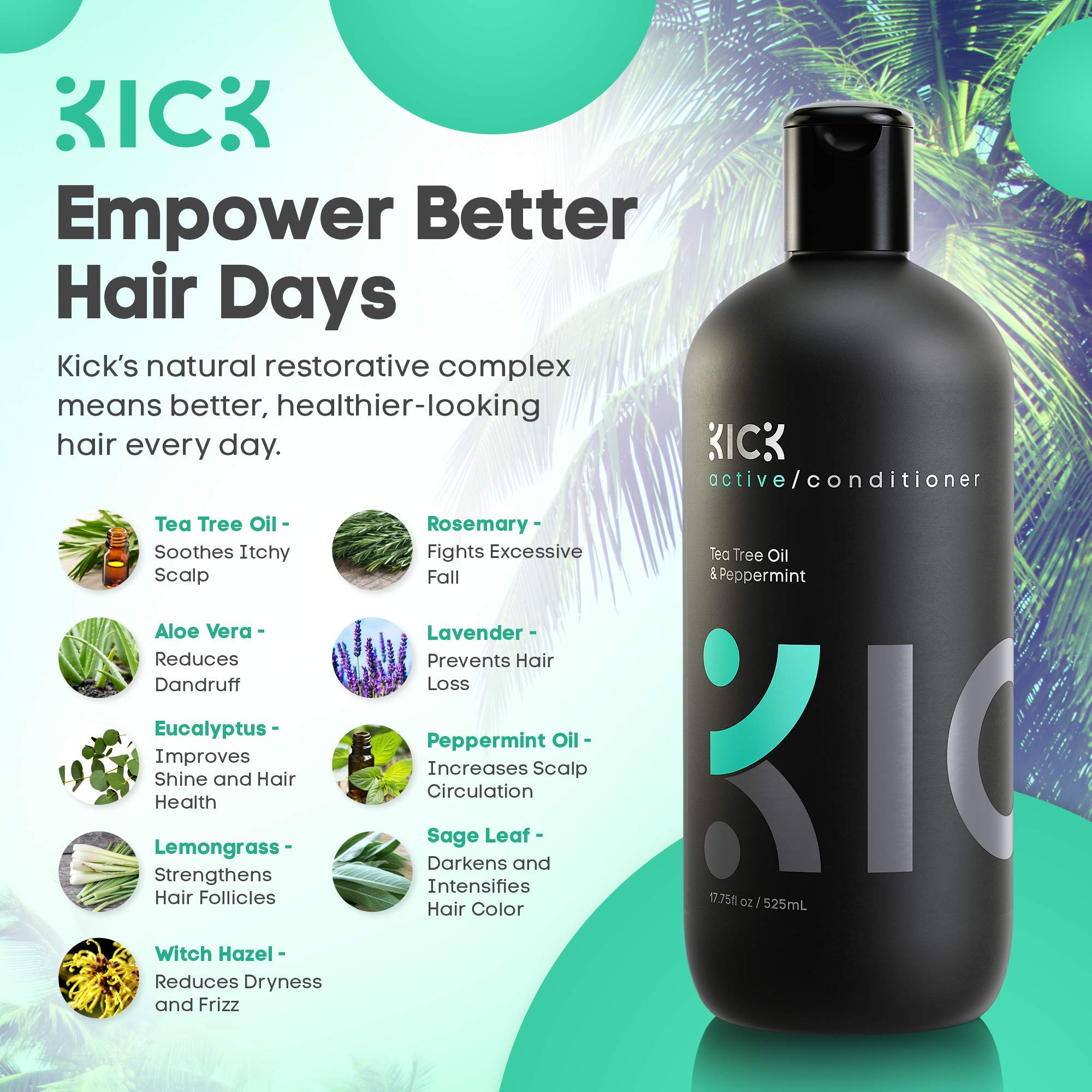 Kick conditioner being applied in shower for refreshed scalp