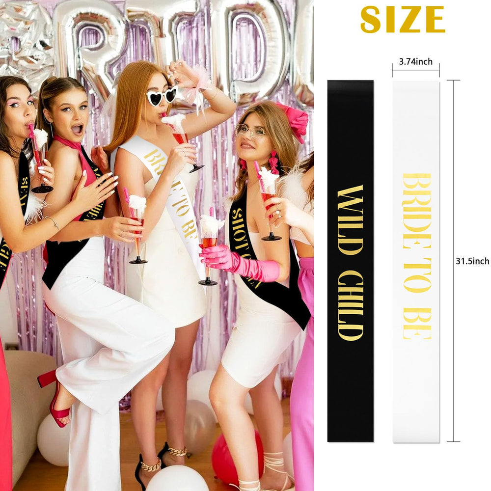 KICOSY black bridesmaid sashes arranged on a group demonstrating coordinated look