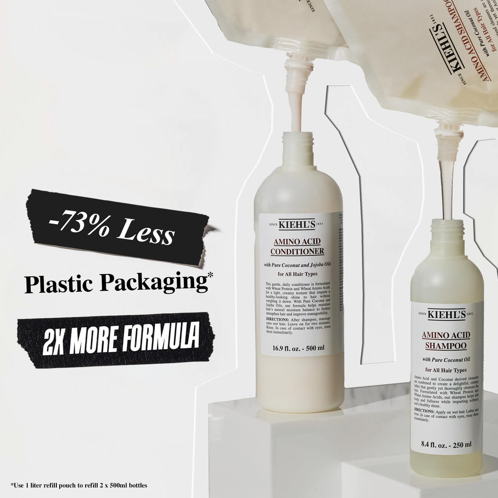 Kiehl's after-rinse hair example displaying shine and softer-feeling results