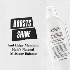 Kiehl's label close-up showing key amino acids, jojoba and coconut oil benefits